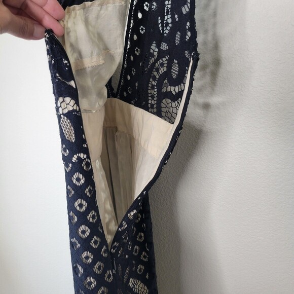 Free People One Million Lovers Black Lace Mini Dress Size 12 deep V strappy back - Picture 5 of 15